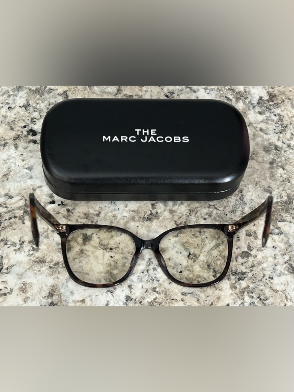 Marc Jacobs Tortoiseshell Full Rim Eyeglass Frames Rectangular Cat Eye w Case - Picture 9 of 15